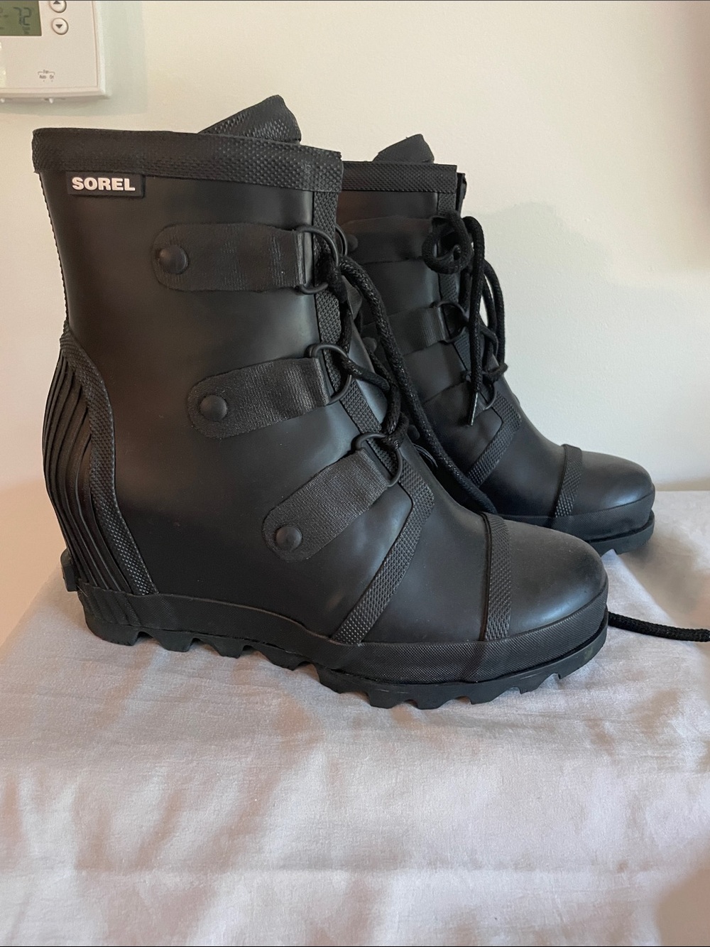 Sorel Black Lace-Up Rain Boots - Picture 3 of 8